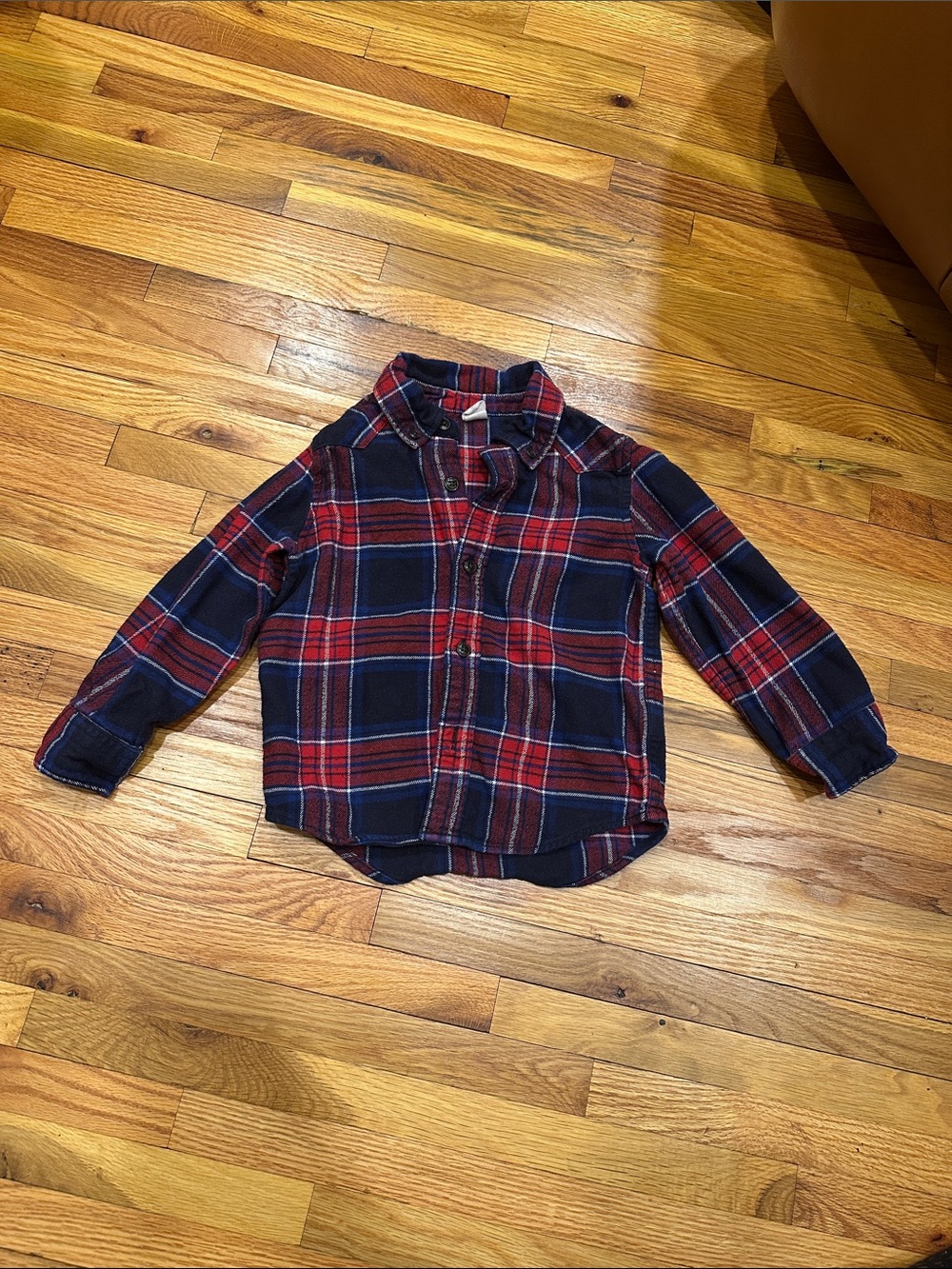 Gap Toddler Red & Navy Plaid Button-Up Shirt Size 3